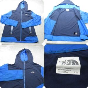 The North Face Jacket Men Large Blue Full Zip Hoodie Lightweight Running Stretch